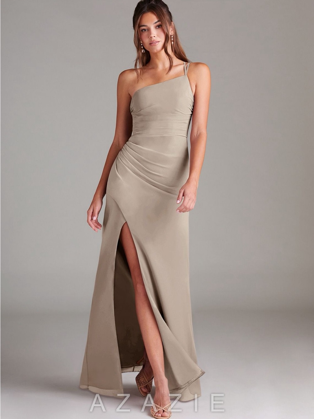 Azazie One-Shoulder Gown in Color Frost - Picture 5 of 6
